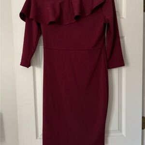 Grace Karin One Shoulder Burgundy Dress